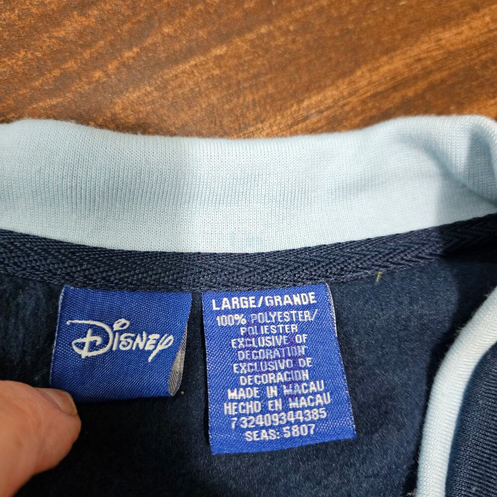 Vintage Disney Tigger Wild Fleece Sweatshirt Navy Blue V-Neck Pullover Size L - Picture 3 of 6